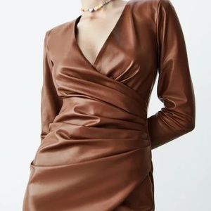 Zara Faux Leather Wrap Dress